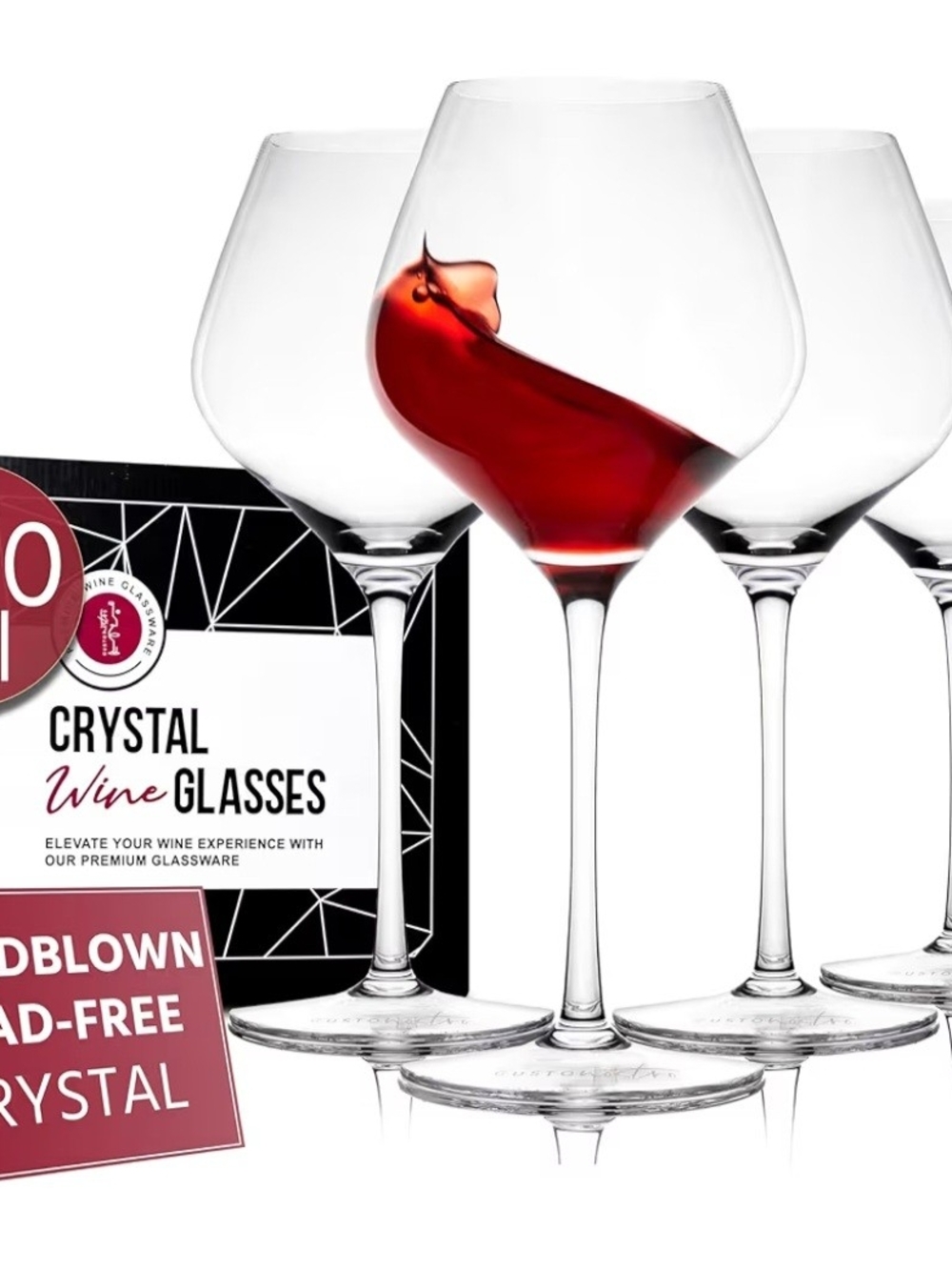 Crystal Red Wine Glasses - Premium Clear Set